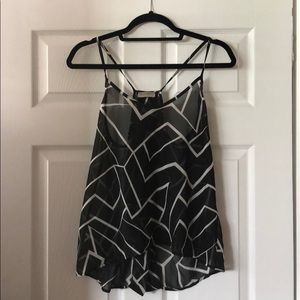 Necessary Clothing sheer b&w geometric tank
